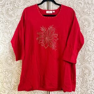 Christmas 90s Quacker Factory Beaded Top Large